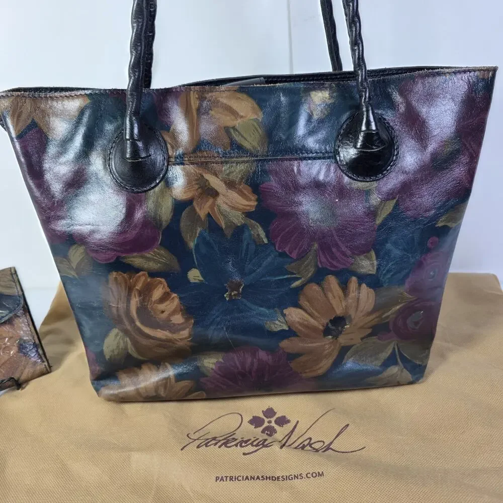 Patricia Nash Eastleigh Tote Peruvian Painting & Reiti Kisslock Wallet 2 pc Set